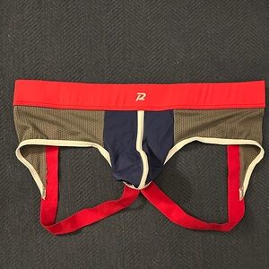 Pistol Pete Red and Blue Men's Brief Style Jockstrap Underwear | XL | EUC